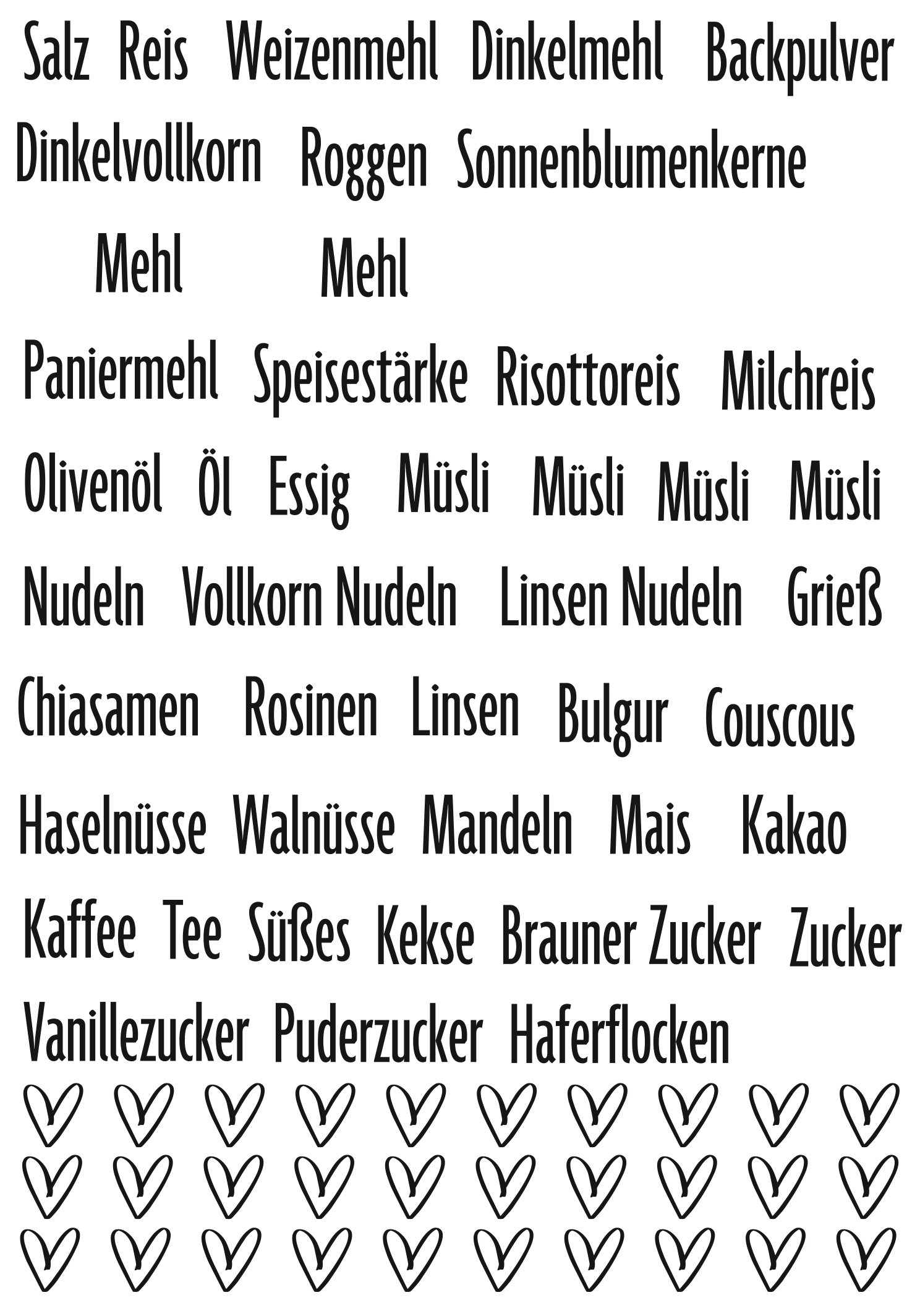 PRI00813 - Küche Rub-On Stickerbogen Zutaten & Co Schwarz