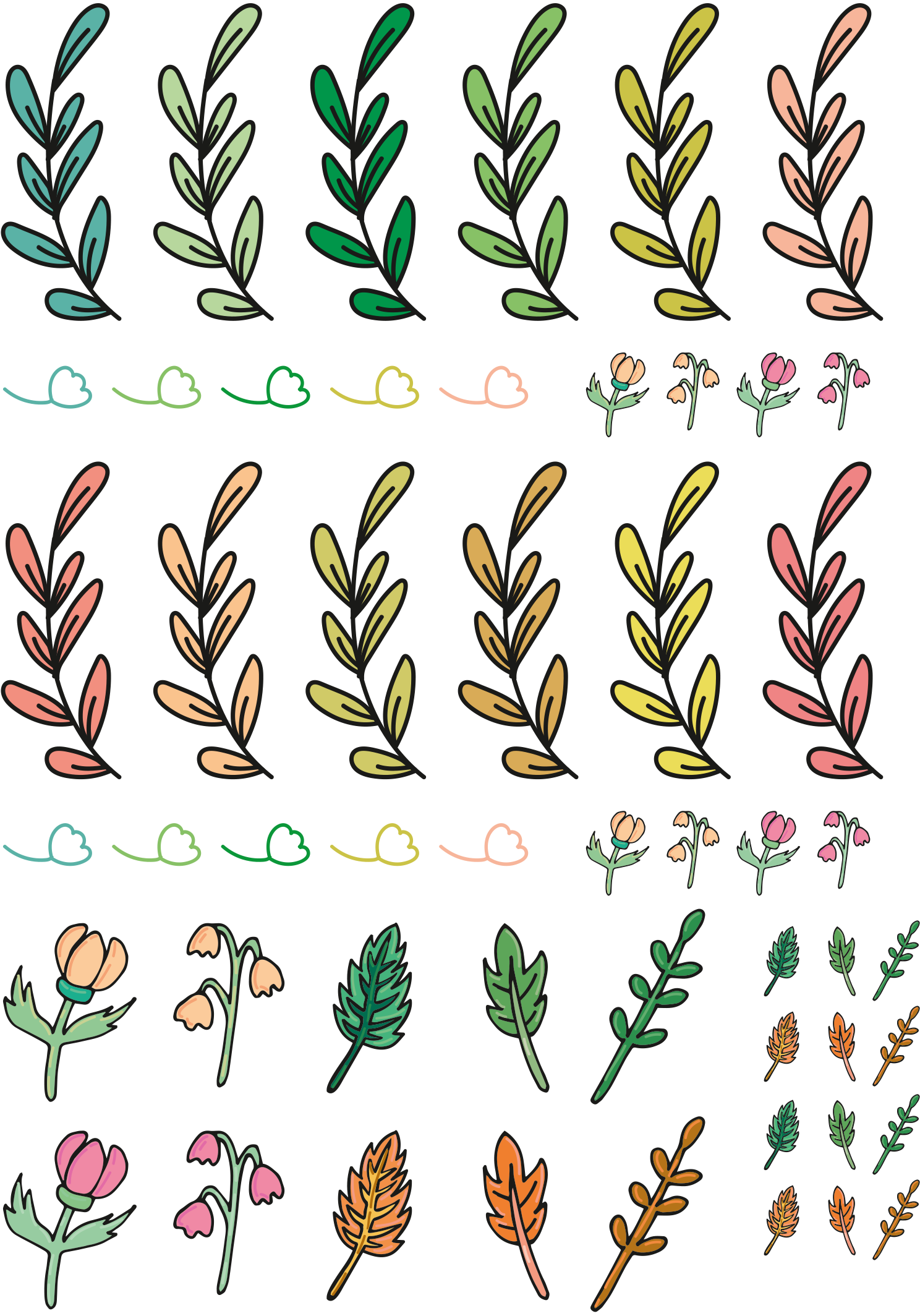 PRI00203 - Natur Stickerbogen Blumen