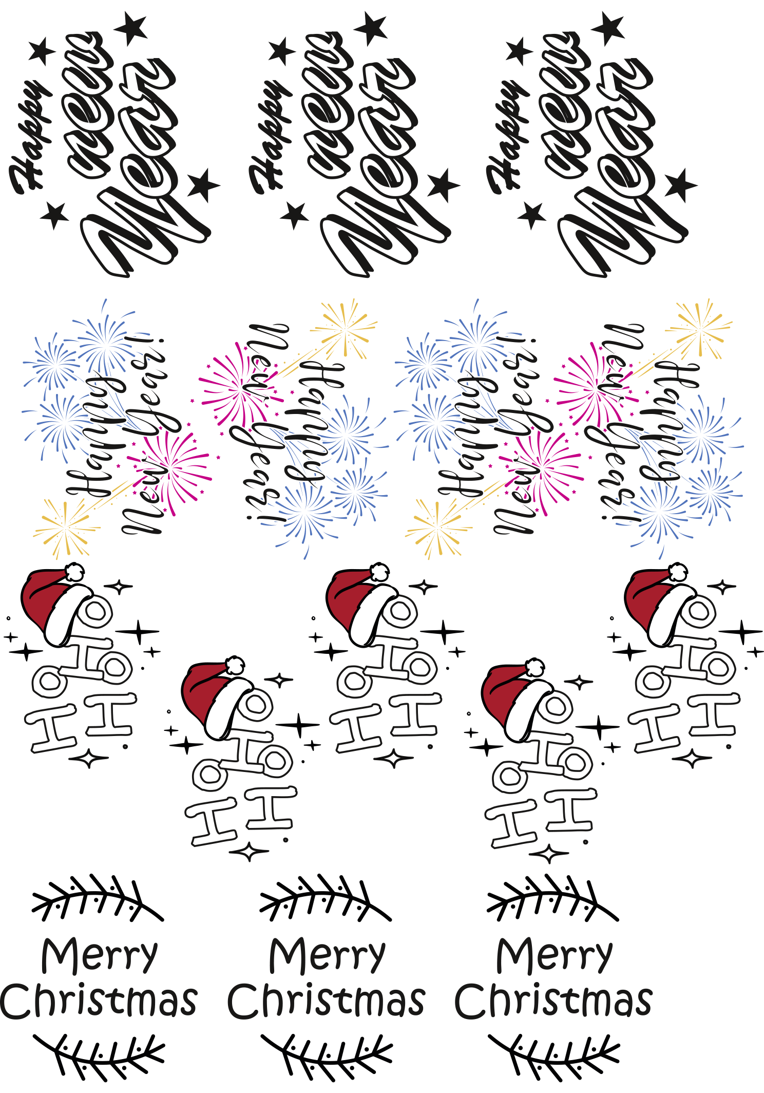 PRI01102 - Weihnachten Rub-On Stickerbogen hohoho farbig