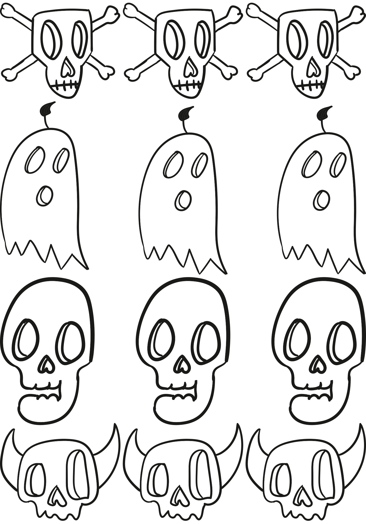 PRI00416 - Comic Rub-On Stickerbogen Skull Totenkopf Weiß