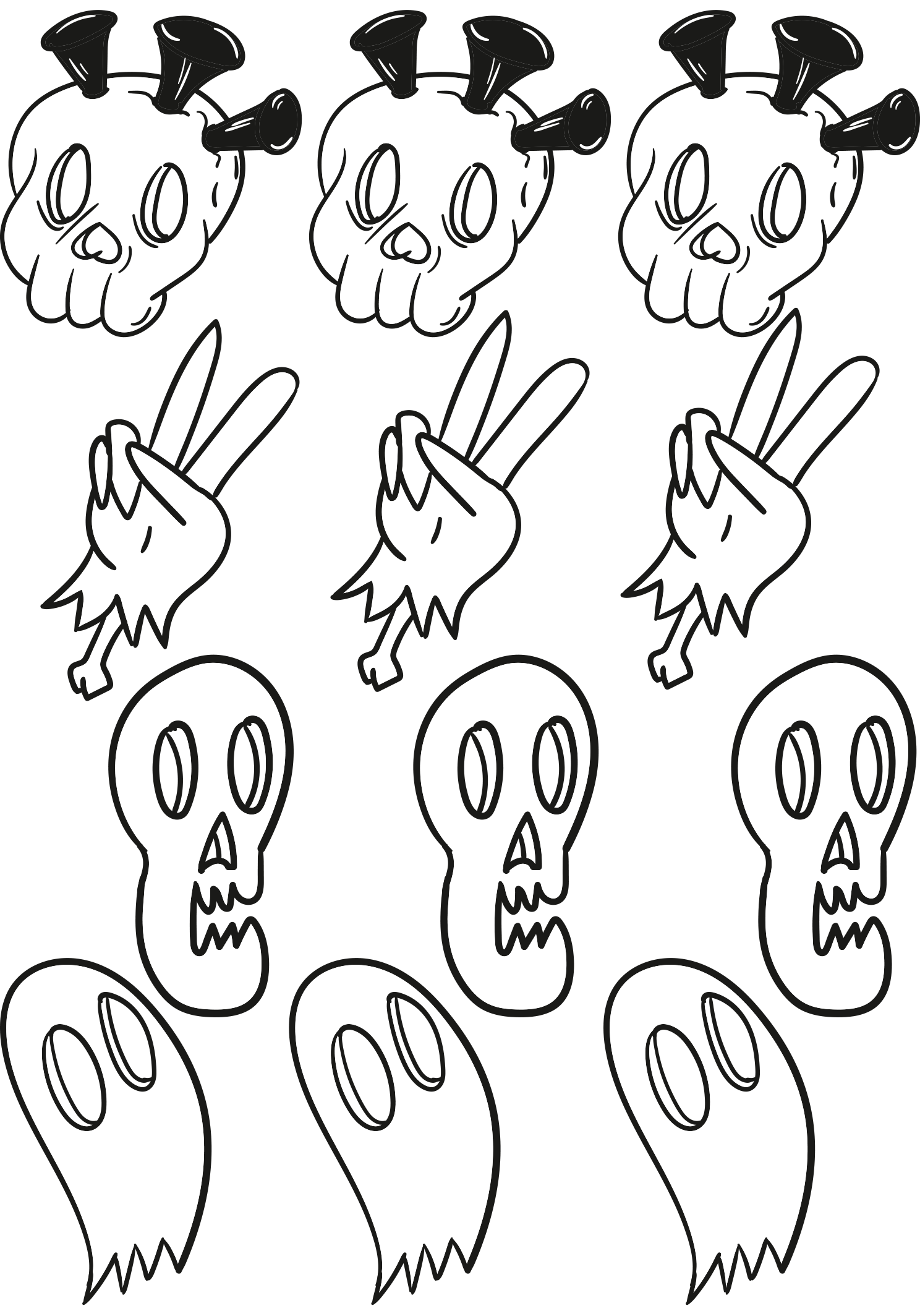 PRI00415 - Comic Rub-On Stickerbogen Skull Totenkopf Schwarz Weiß